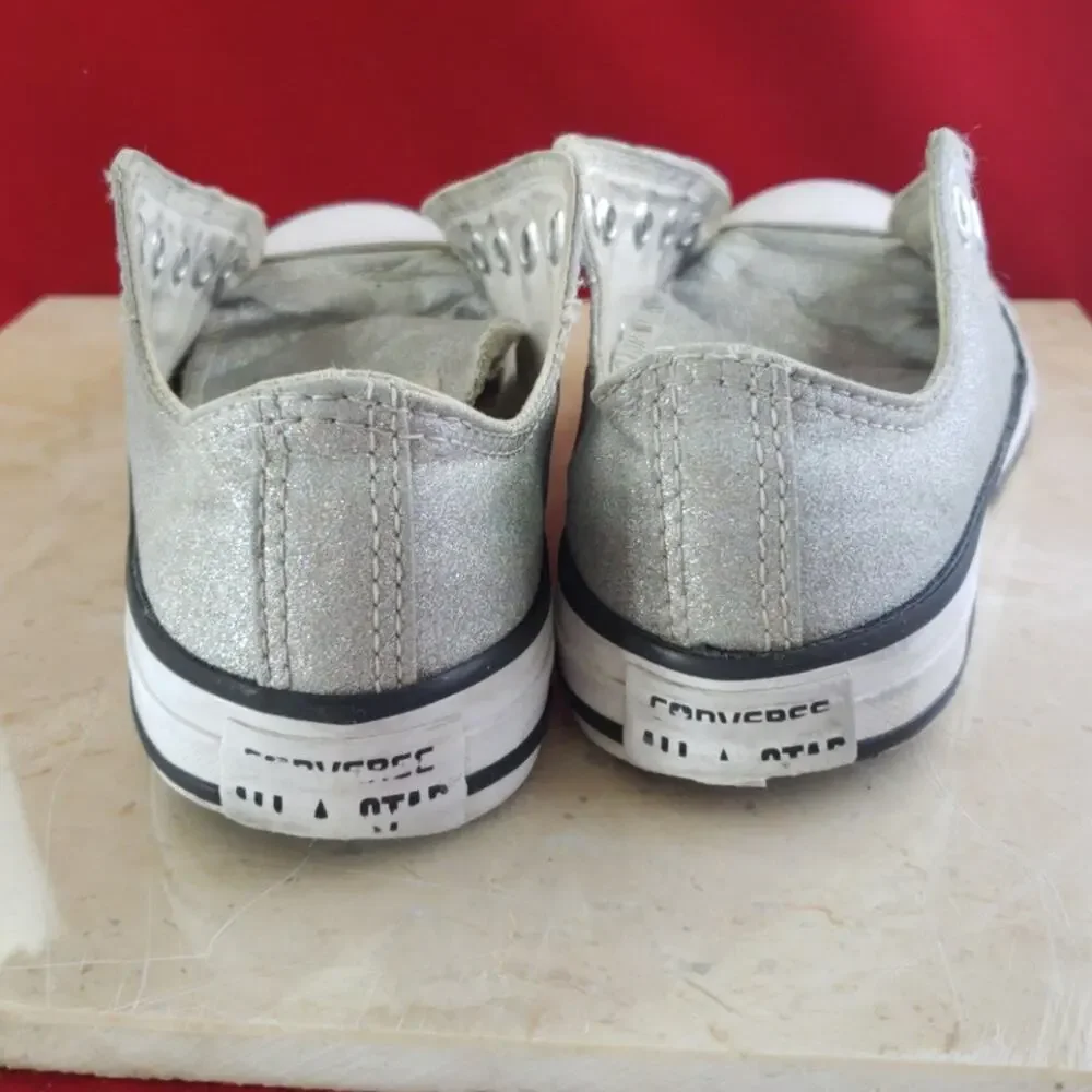 Converse All Star Glittery Silver - Size 1 - TLC Needed